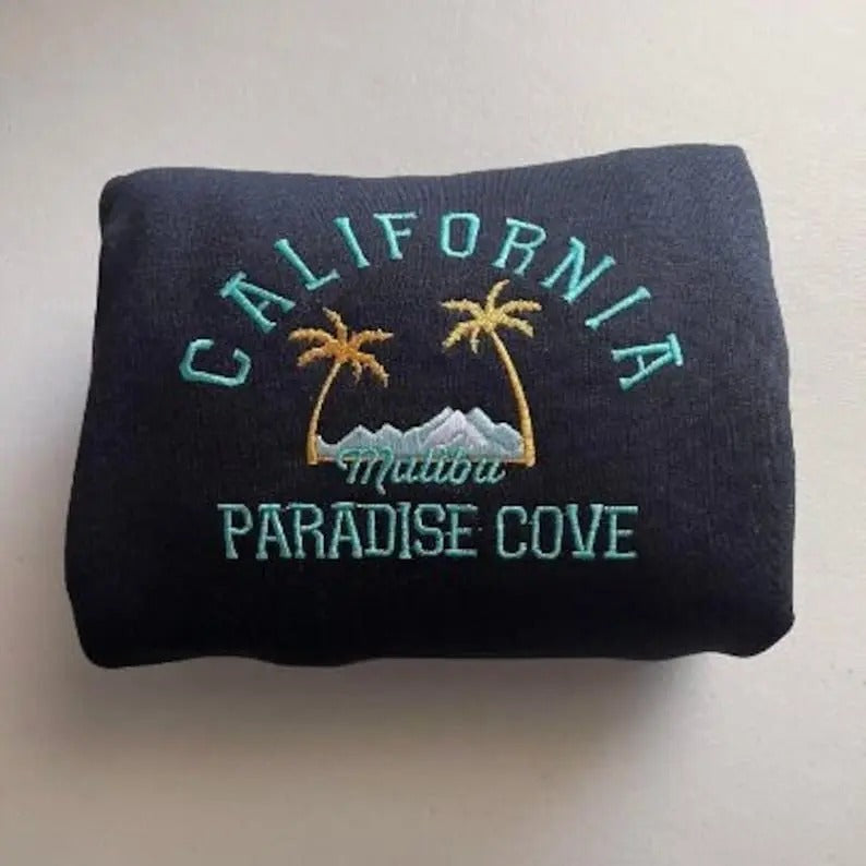 California Paradise Cove Malibu Embroidered tshirt, Palm Tree Beach Sweatshirt, Surfing Gift, California Shirt Hoodie