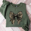 Camo Bow Sweatshirt, Camo Coquette Bow Shirt, Duck Hunting Shirt, Old School Camo Shirt, Fall Shirt, Women's Camouflage Bow Shirt, Camo Shirt