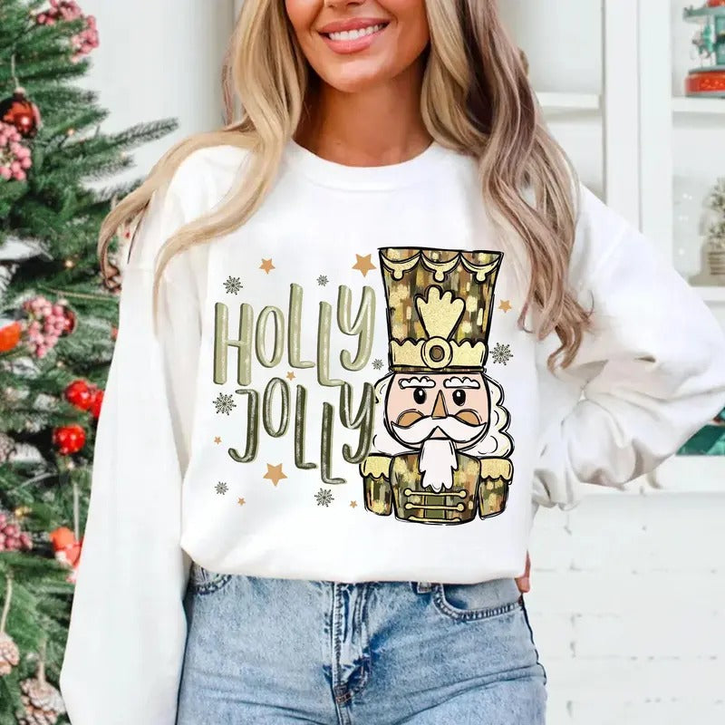 Camo Nutcracker Christmas Holly Jolly Sweatshirt, Holly Jolly, Camo Christmas, Nutcracker, Hunt Christmas Tee