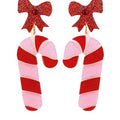 Candy Cane & Bow Glitter Earrings