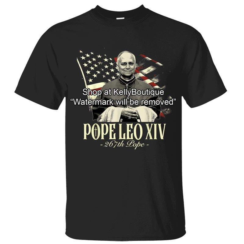 Cardinal Robert Prevost 267th Pope Leo XIV T-shirt, New Catholic Pope, Robert Francis Prevost First American Pope History Shirt, Front Design Unisex Cotton T-shirt for Men for Women Menswear Womenswear Top