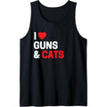 Cat Lover Gifts For Men & Women Funny I Love Guns & Cats Tank Top Made in USA