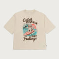 Catch Waves Not Feelings Trending Summer Vacation Funny Beach Shirt Retro Summer Funny Cat Tee