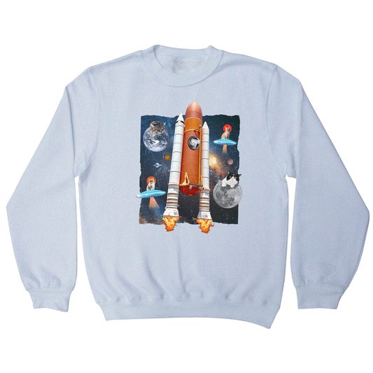 Cats in space funny collage sweatshirt
