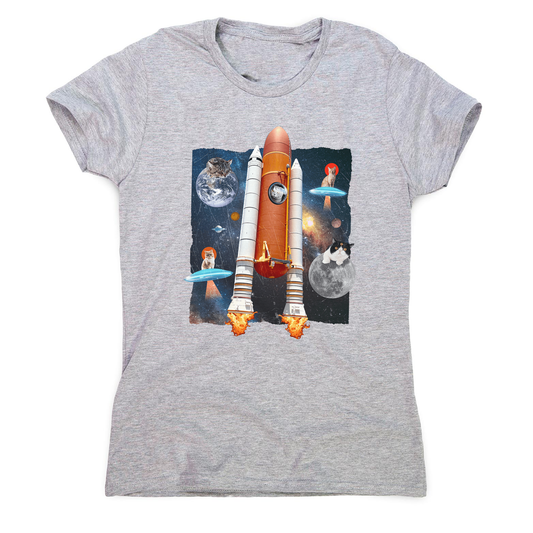 Cats in space funny collage women's t-shirt