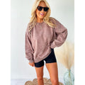 Chasing Calm Oversized Brown Acid Wash Pullover