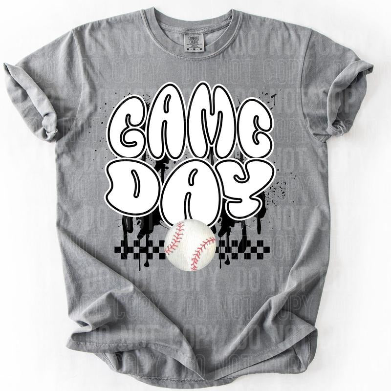 Checkered Game Day Baseball DTF Transfers - THIS IS NOT A SHIRT