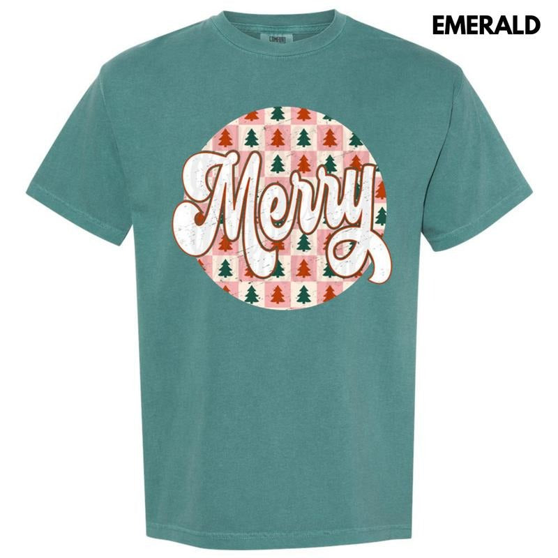 Checkered Merry Circle Comfort Colors T-Shirt