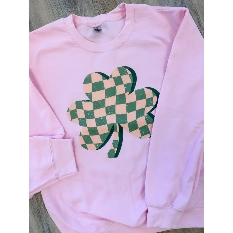Checkered Shamrock Graphic Top
