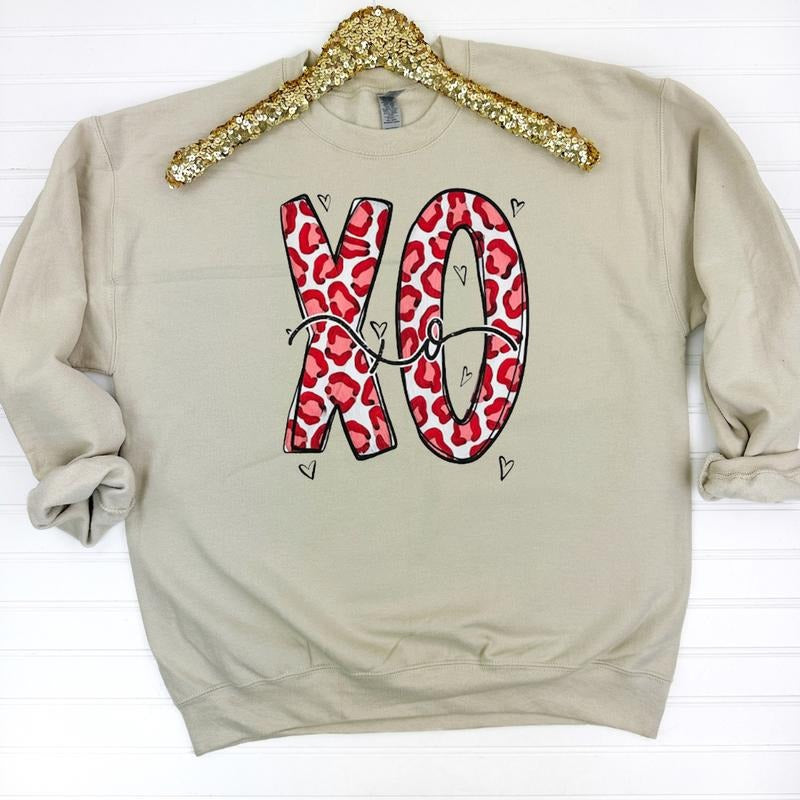 Cheetah XOXOXO Gildan Sweatshirt -- SAND
