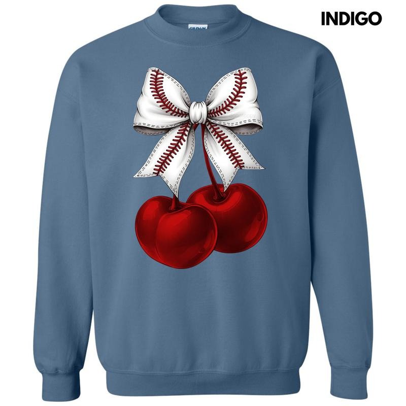 Cherries Baseball Bow Sweatshirt