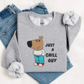 Chill Guy dog Sweatshirt, Funny Dog Cartoon Sweatshirt Casual Classic