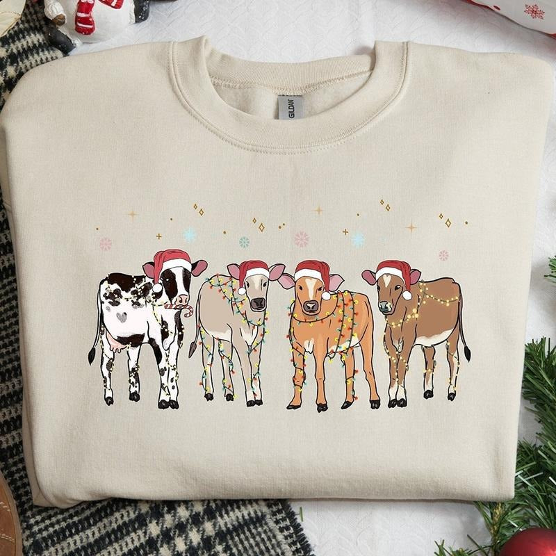 Christmas Cows Crewneck Sweatshirt, Hoodie, T-shirt