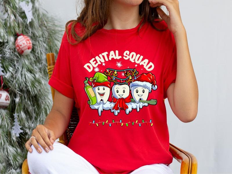 Christmas Dental Squad T-Shirt, Funny Tooth Dental Crew Shirt, Christmas Tooth Tee, Christmas Dentist Student Tee,...