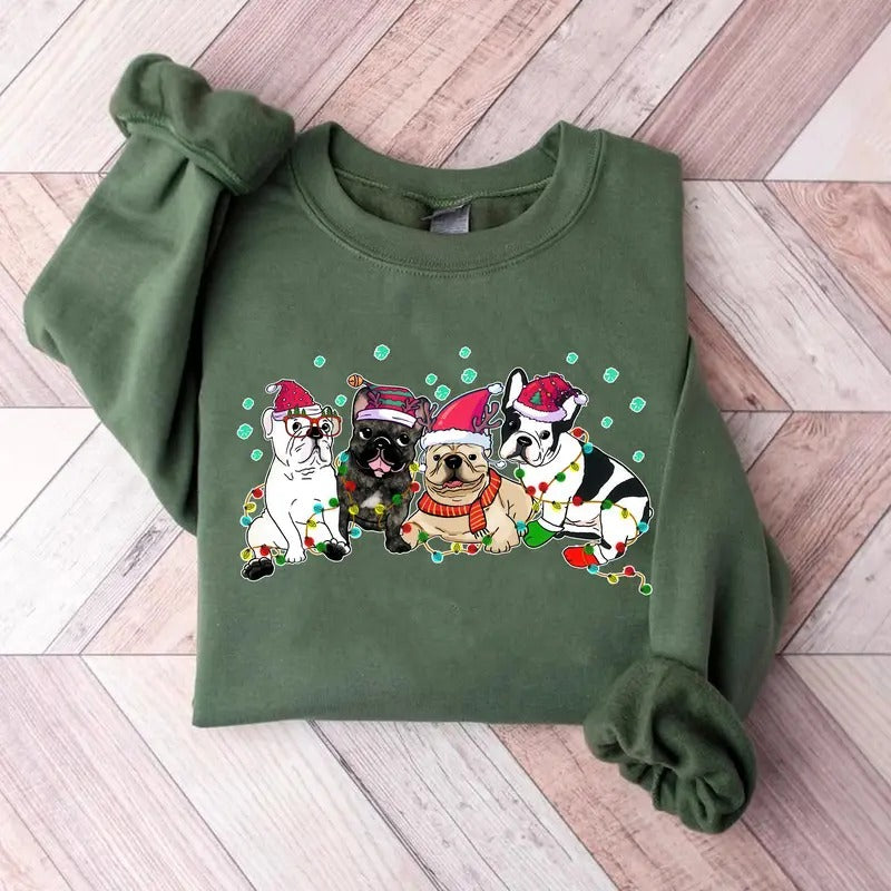 Christmas French Bulldog Sweater, Christmas Dog Shirt, French Bulldog Shirt, Frenchie Mom Shirt, Dog Mom Shirt, Unisex...