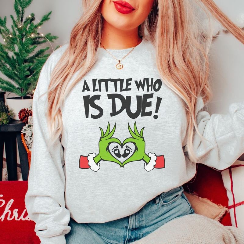 Christmas Pregnancy Announcement Sweatshirt, Christmas Maternity Sweater ,Holiday Gender Reveal Gift for Expecting Xmas Baby Shower Crewneck