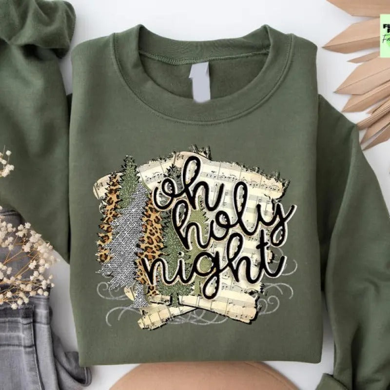 Christmas Sweater, Holiday Sweater, Christian Christmas Sweatshirt, Oh Holy Night, Christmas Song Sweater, Christian Woman Sweatshirt