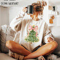 Christmas Tree Bow Shirt, Christmas Sweatshirt for Women, Christmas Tree Tshirt, Christmas Coquette Christmas Shirt