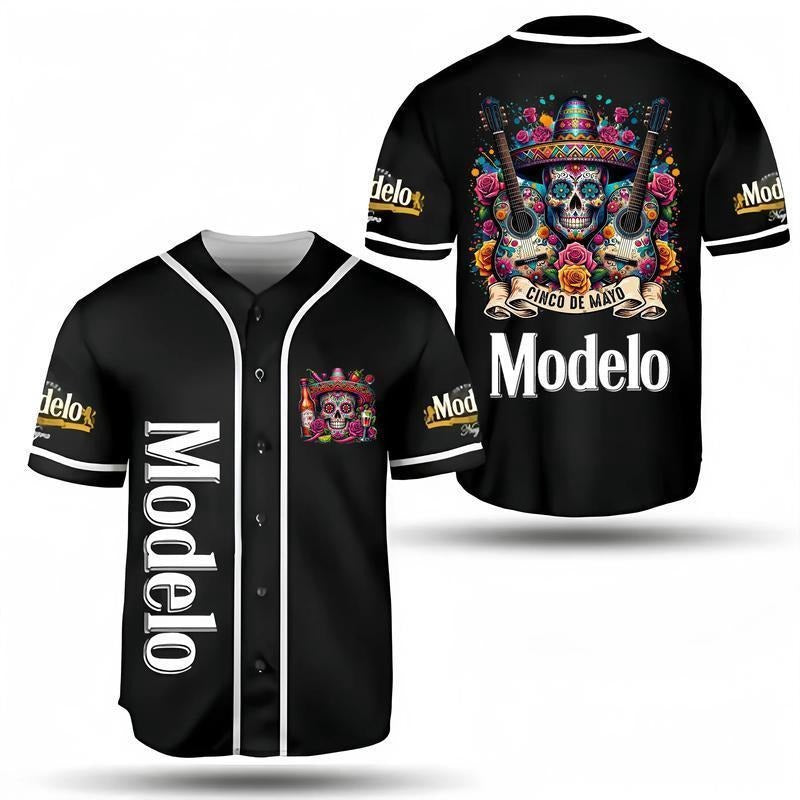 Cinco de Mayo Modelo Skull Holiday Baseball Jersey, Modelo Beerstyle{n002}2