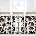 Coffee Cow Print 16 oz Frosted Glass Tumbler