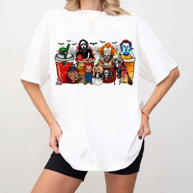 Coffee Cups Shirt, Horror Movie, skeleton Coffee Cup Shirt