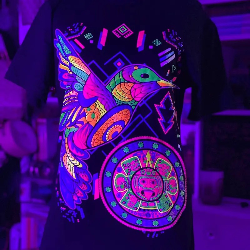 Colibri con calendario azteca T-shirt Cotton Black