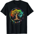 Colorful Tree Life is Really Good Tree Art Watercolor Circle T-Shirt Made in USA