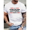 Comfortable and breathable high-quality men's round neck T-shirt, round neck TRUMP print men's fashion summer short sleeve sports T-shirt, comfortable and versatile Made in USA