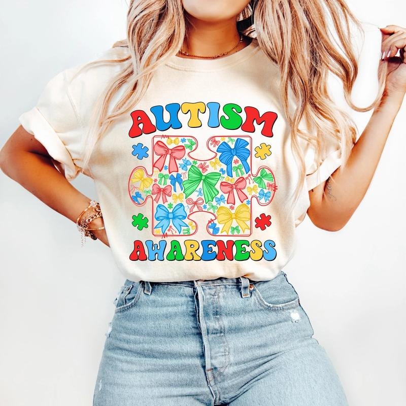 Coquette Autism Awareness Puzzle Piece DTF Transfer - THIS IS NOT A SHIRT