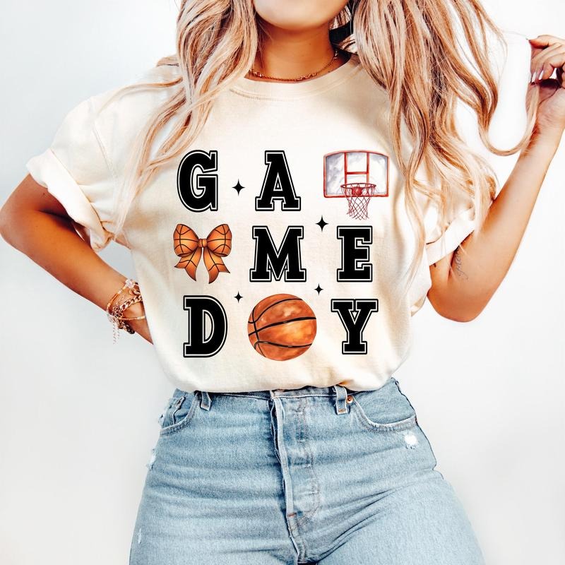Coquette Basketball T-Shirt, Game Day T-Shirt, Basketball Mom T-Shirt, Basketball Shirt Basketball Mama T-Shirt, Retro Basketball, Sports T-Shirt