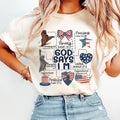 Coquette God Says I Am 4th of July Shirt, 4th of july Tee, Christian 4th of july, America Shirt, Blessed Tee, Independence Day
