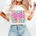 Coquette Teacher T-Shirt, Back to School T-Shirt,Teacher Appreciation Gift,Bright Doodle Dots,First Day of School T-Shirt,Retro Teacher T-Shirt, Teacher Life