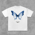 Cotton Shadow Skeleton Butterfly Short-Sleeved T-Shirt, Y2k Shirt, Hip Hop, Unisex T-Shirt, Gift For Men Women Womenswear Menswear Top Streetwear