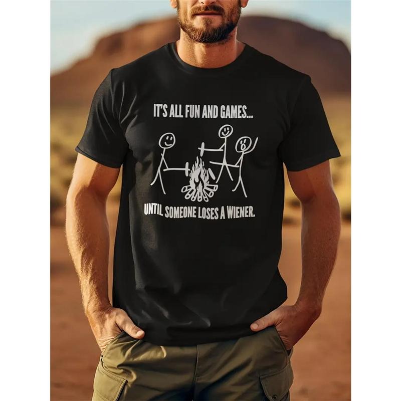 Cotton, Men's Creative Top, Casual Short Sleeve Crew Neck T-shirt, Men's Clothing For Summer Outdoor Made in USAstyle{n002}2