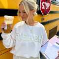 Cream & White 'Teach' Letter Patch Sweatshirt