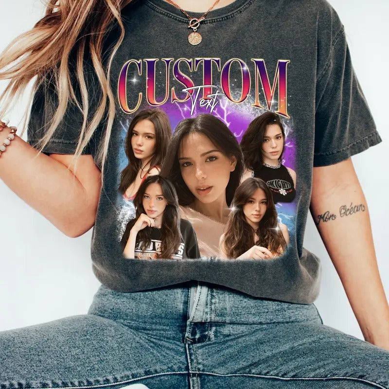 Custom Comfort Colors Photo T-shirt, Personalized Image Shirt, Vintage Customized Your Own Pictures Tee, Custom Photo Shirt, Valentine Gift