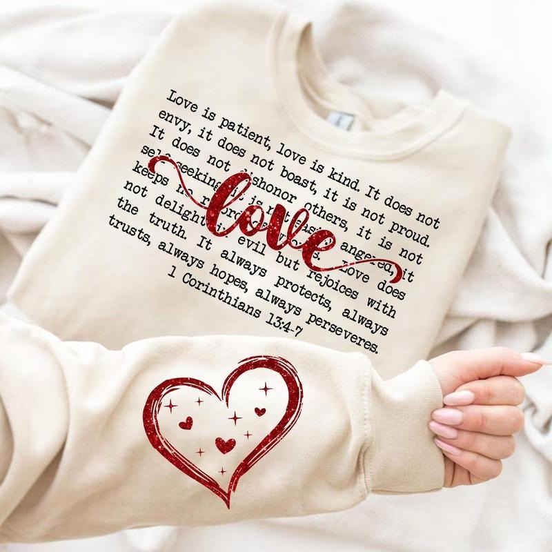 Custom Name - Love is patient Sweatshirt, Hoodie, T-Shirt, bible verse valentine Shirt, love is kind Shirt, Valentine heart Shirt, Coquette Valentine Shirt
