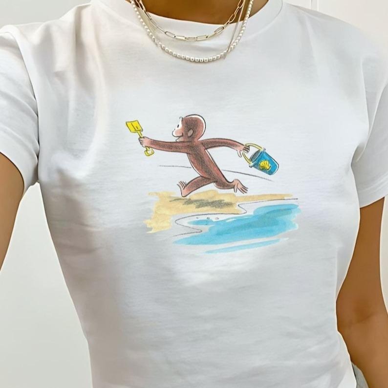 Cute Beach Baby Tee, Coastal Girl, Tropical Summer Shirt, Coquette Clothing Fit Streetwear