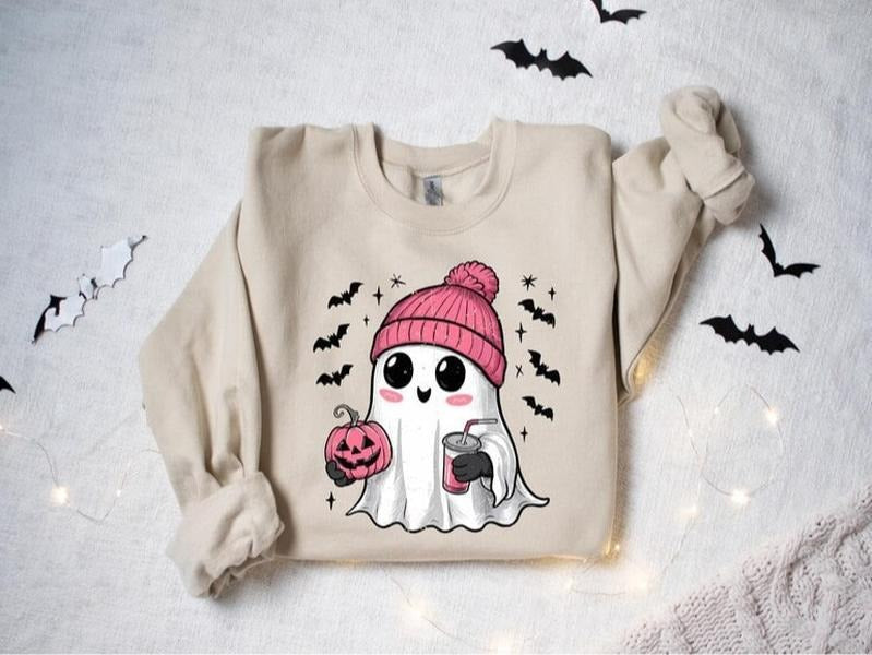 Cute Ghost Sweater, Ghost Halloween Sweater Drinking, Ghost Sweater, Halloween Party Sweater, Halloween Gift, Halloween Gift