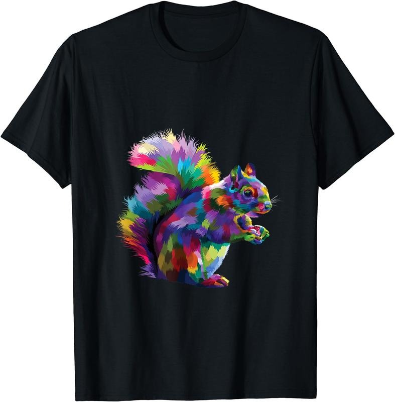 Cute Rainbow Squirrel Vibrant Forest Squirrel Tribute T-Shirt | Unisex Cotton Tee, Short Sleeve, Size S-5XL