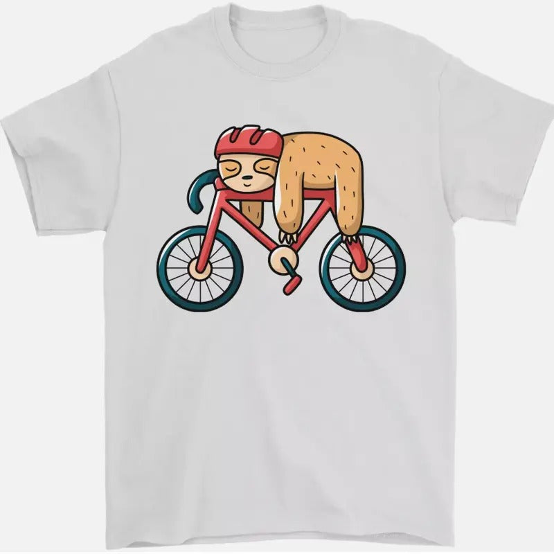Cycling Sleeping Sloth Bicycle Cyclist Mens T-Shirt 100% Cotton