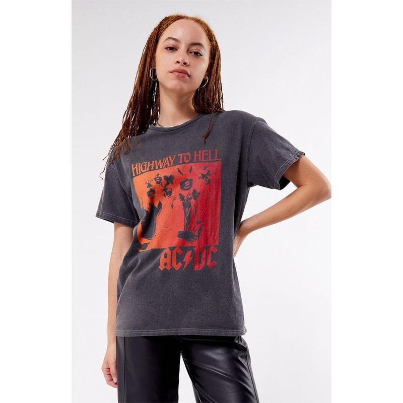 Daisy Street Women's AC/DC Gradient Washed T-Shirt