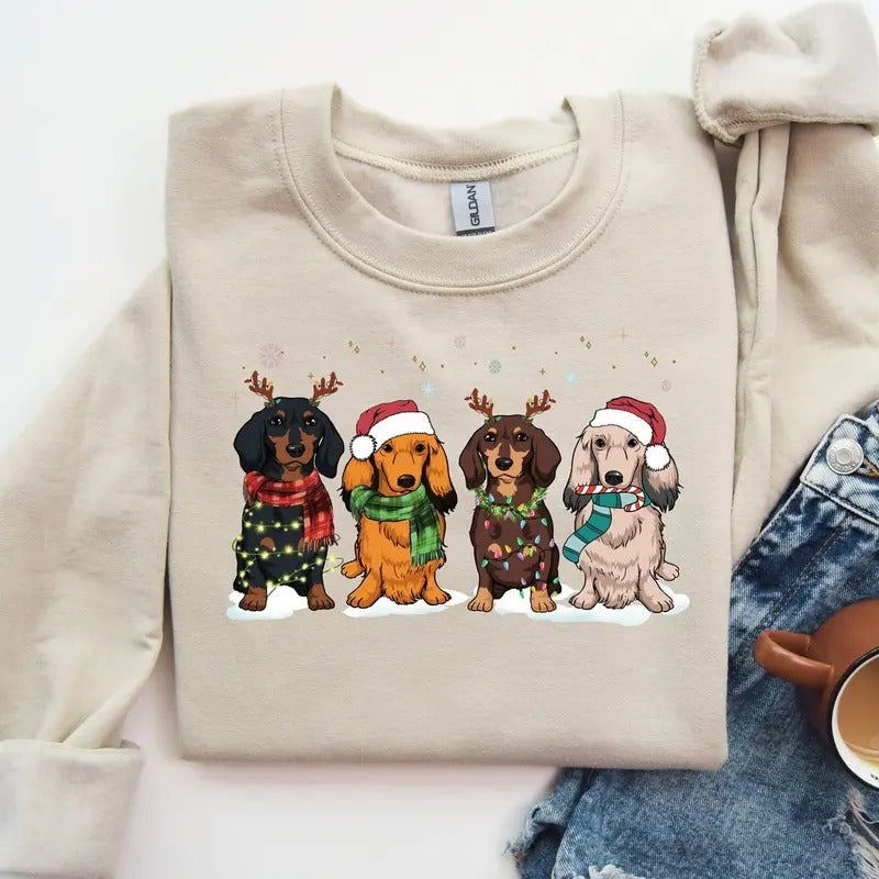 Dachshund Christmas Sweatshirt, Christmas Dog Shirt, Dachshund Shirt, Dachshund Mom Shirt, Dog Lover Shirt, Dachshund Lover Shirt, Xmas gift