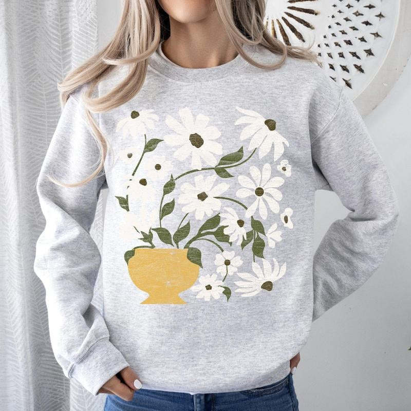 Daisies, Retro Floral Design Sweatshirt