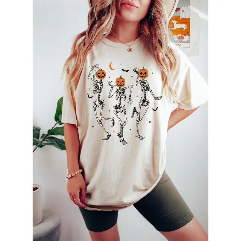 Dancing Skeleton Pumpkin Shirt, Retro Halloween Shirt, Womens Halloween Shirt, Cute Fall Shirt, Spooky Season, Pumpkin Face  T-shirt, sweater and Hoodie