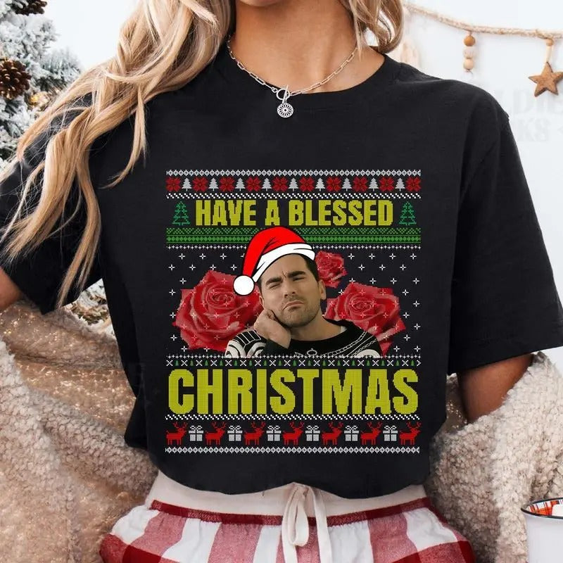 David Rose Schitts Creek Ugly Christmas Sweatshirt, Hoodie, T - Shirt, Have A Blessed Christmas Sweatshirt, Holiday Season, Tv Series, Xmas Gifts Unisex Shirt