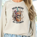 Dead Inside But Caffeinated Sweatshirt Dead Inside Skull Pullover Dead Inside but Caffeinated Skull Sweatshirt Funny Skeleton Coffee Pullover Ice Coffee Skull Sweatshirt