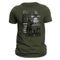 Deer Hunter American Hunting Flag Men's T-Shirt Casual Classic