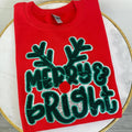 Deer Merry & Bright Patch Gildan Sweatshirt