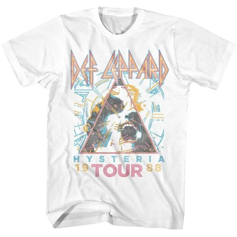 Def Leppard Hysteria 88' White Adult T-Shirt Unisex Full Size Top Tshirt